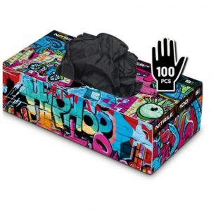 <b>GRAFFITI GLOVES</b> - GANTS NITRILE NOIR (BOITE DE 100)