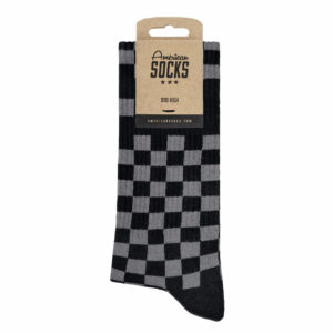 <b>AMERICAN SOCKS</b> - CHAUSSETTES MID-HIGH - CHECKER BOARD - GRIS